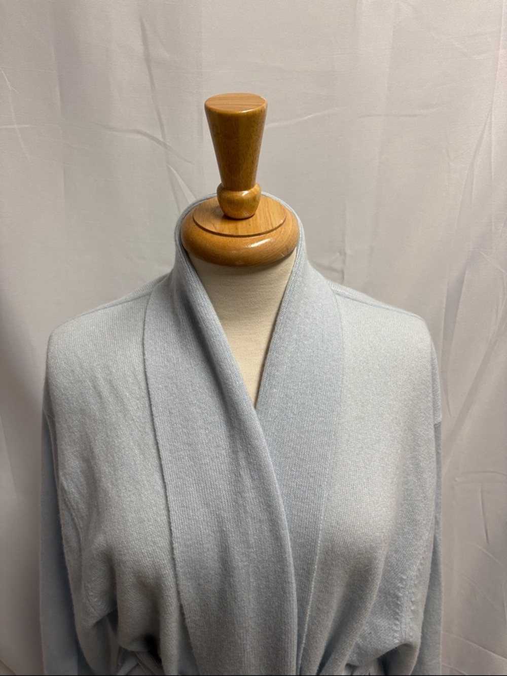 Arlotta Cashmere/Wool Long Wrap Robe Dawn Blue Size Medium/Large - Picture 4 of 6